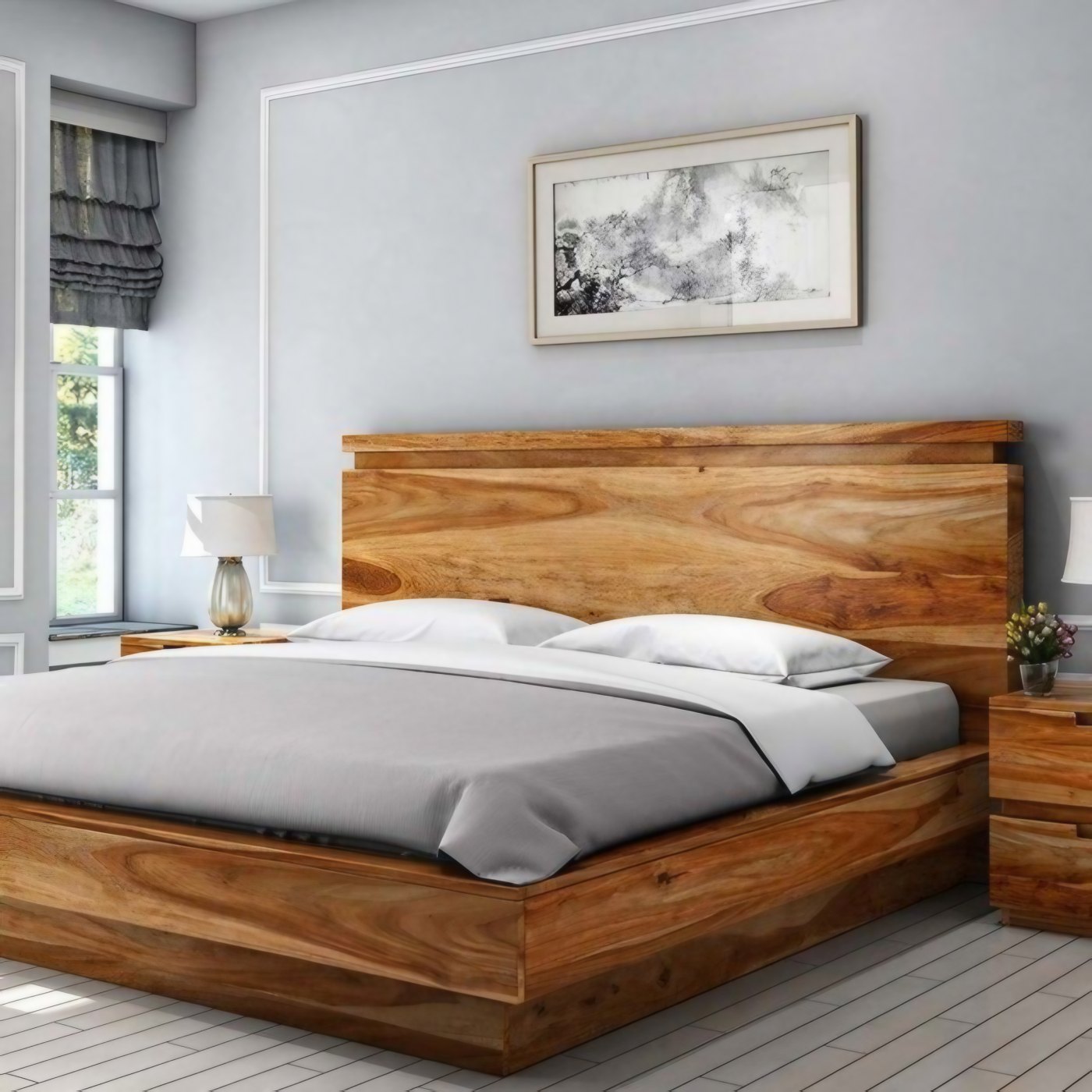 Wide-Grain Platform Bedstead